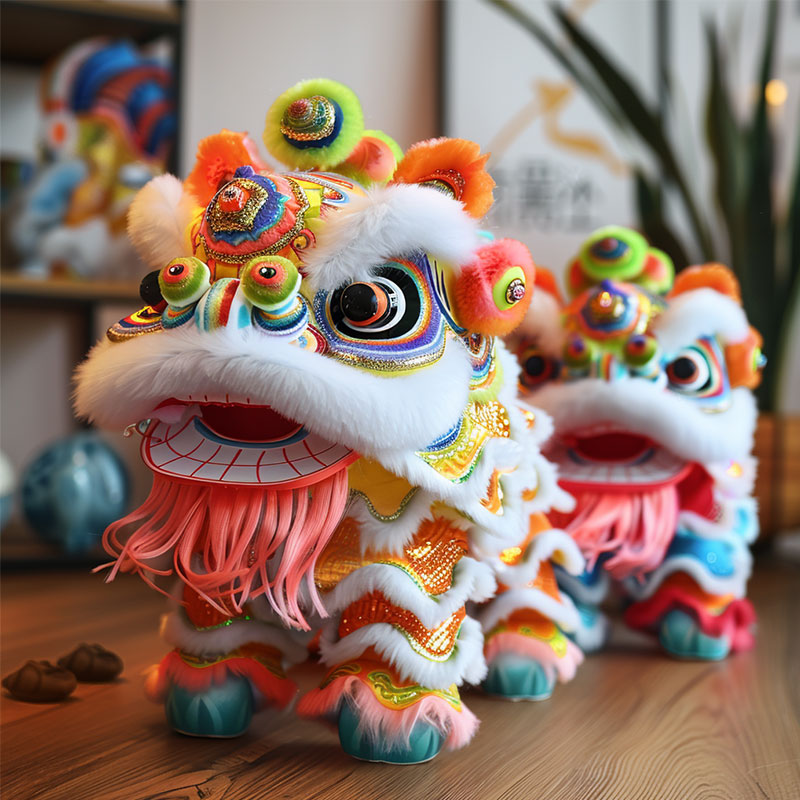 定制传统中国风舞狮塑料毛绒儿童玩具